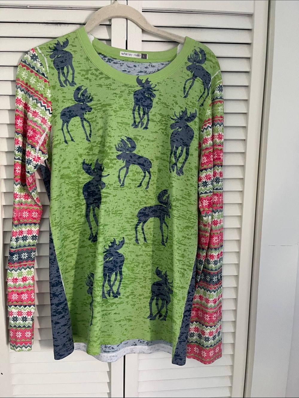 Whimsy Rose Long Sleeved Thermal Shirt Sz Large Moose